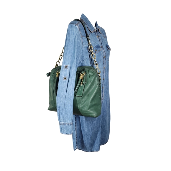 COACH LEATHER TOP ZIP GOLD HARDWARE SATCHEL - Picture 3 of 10